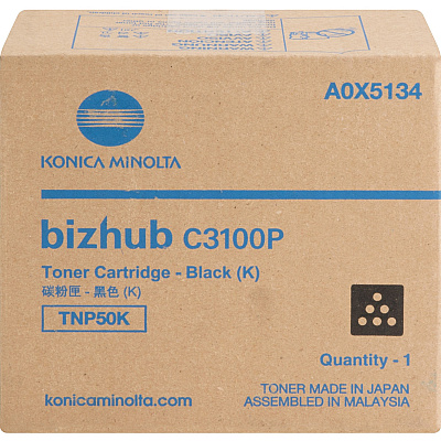 Konica Minolta TNP50K Original Laser Toner Cartridge - Black - 1 Each (KNMA0X5134)
