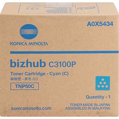 Konica Minolta TNP50C Original Laser Toner Cartridge - Cyan - 1 Each (KNMA0X5434)