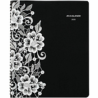 AT-A-GLANCE Lacey Weekly Block Format Professional Appointment Book, Lacey Artwork, 11 x 8.5, Black/White, 13-Month: Jan 2026 to Jan 2027 (541905)
