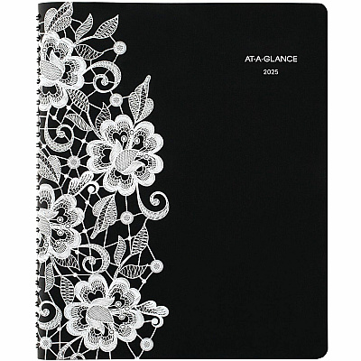 AT-A-GLANCE Lacey Weekly Block Format Professional Appointment Book, Lacey Artwork, 11 x 8.5, Black/White, 13-Month: Jan 2026 to Jan 2027 (541905)