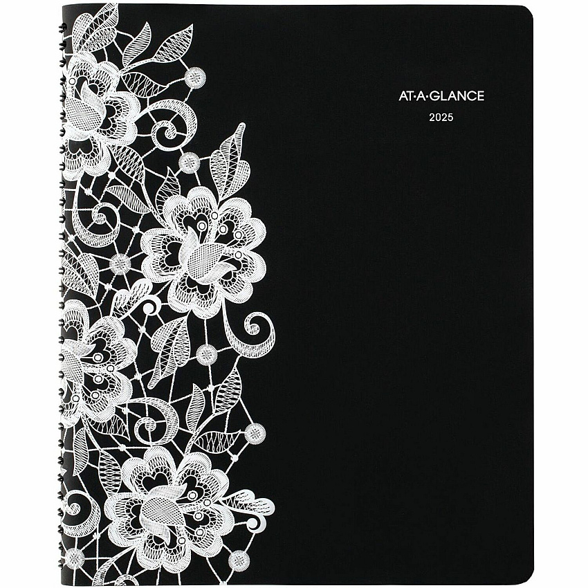 AT-A-GLANCE Lacey Weekly Block Format Professional Appointment Book, Lacey Artwork, 11 x 8.5, Black/White, 13-Month: Jan 2026 to Jan 2027 (541905)