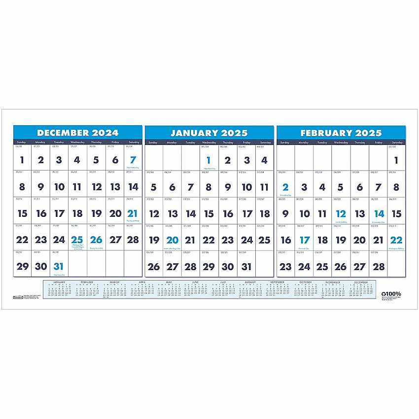 House of Doolittle 3-month Horizontal Wall Calendar (3647)