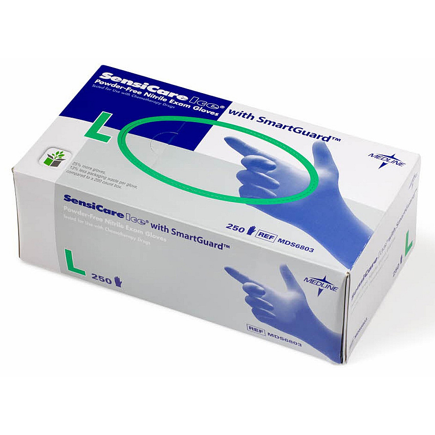 Medline SensiCare Ice Blue Nitrile Exam Gloves (MIIMDS6803)