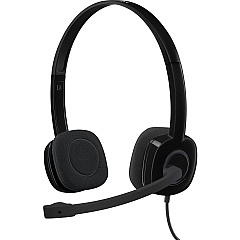 Logitech H151 Stereo Headset with Rotating Boom Mic (Black) - Stereo - 3.5MM AUDIO JACK CONNECTION - Wired - In-Line Control - 22 Ohm - 20 Hz - 20 kHz - Over-the-head - 5.9 ft Cable - Black (LOG981000587)