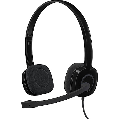 Logitech H151 Stereo Headset with Rotating Boom Mic (Black) - Stereo - 3.5MM AUDIO JACK CONNECTION - Wired - In-Line Control - 22 Ohm - 20 Hz - 20 kHz - Over-the-head - 5.9 ft Cable - Black (LOG981000587)
