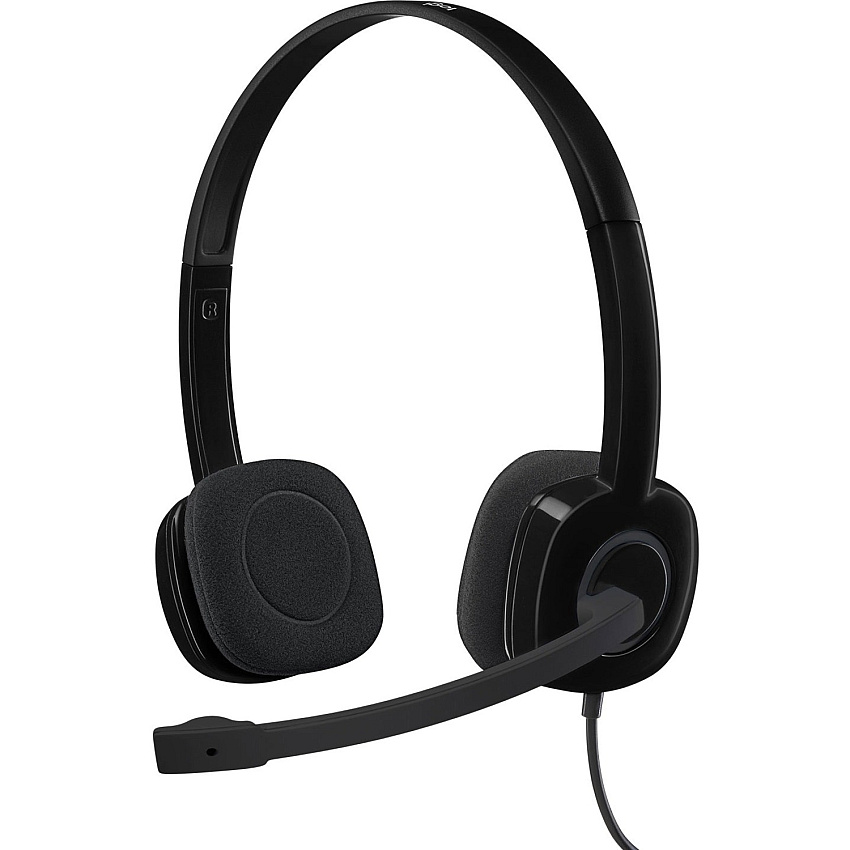 Logitech H151 Stereo Headset with Rotating Boom Mic (Black) - Stereo - 3.5MM AUDIO JACK CONNECTION - Wired - In-Line Control - 22 Ohm - 20 Hz - 20 kHz - Over-the-head - 5.9 ft Cable - Black (LOG981000587)