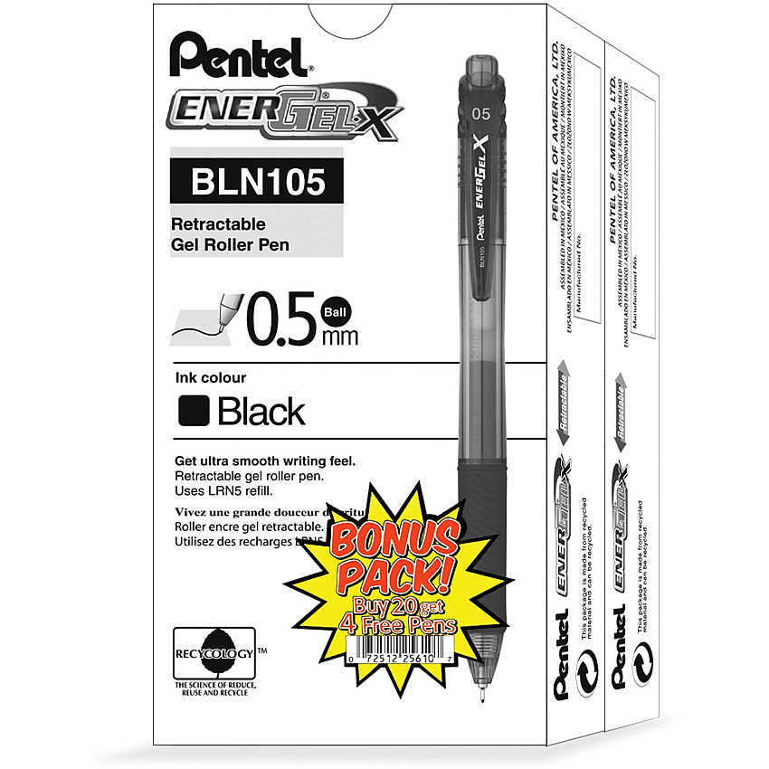 EnerGel EnerGel-X Retractable Gel Pens (PENBLN105ASW2)