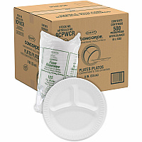 Dart 9" Nonlaminated Foam 3-Compartment Plates (DCC9CPWCR)
