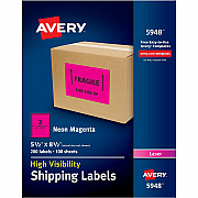 Avery Neon Shipping Labels, 5-1/2" x 8-1/2" , 200 Labels (AVE5948)