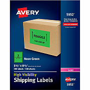 Avery Neon Shipping Labels, 5-1/2" x 8-1/2" , 200 Labels (AVE5952)