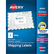 Avery Shipping Labels, Sure Feed, 3-1/2" x 5" , 1,000 Labels (AVE95935)