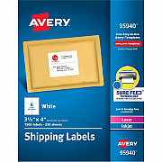 Avery Shipping Labels, Sure Feed, 3-1/3" x 4" , 1,500 Labels (AVE95940)
