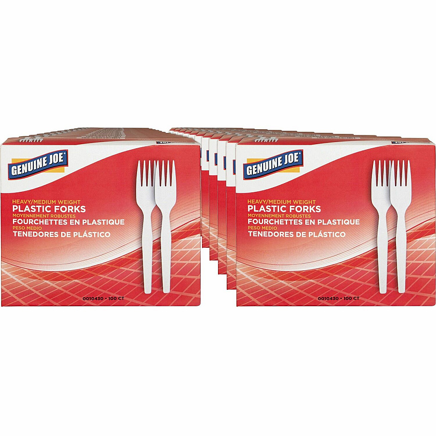 Genuine Joe Heavyweight White Plastic Forks (GJO0010430CT)