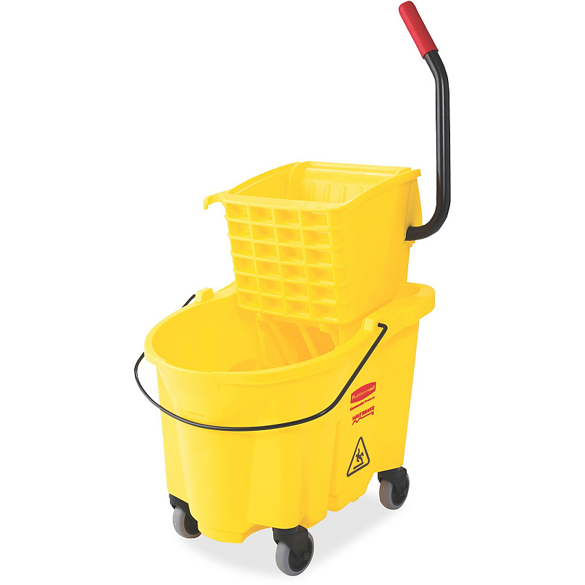 Rubbermaid Commercial Wave Brake Side Press Mop Bucket (RCP7480YEL)