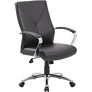 BOSS Leatherplus Executive Chair with Chrome Accent (B10101BK)