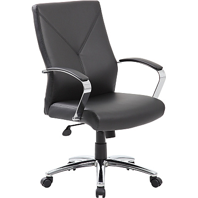 BOSS Leatherplus Executive Chair with Chrome Accent (B10101BK)