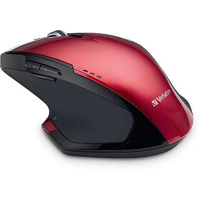 Verbatim Wireless Desktop 8-Button Deluxe Blue LED Mouse - Red (99021)