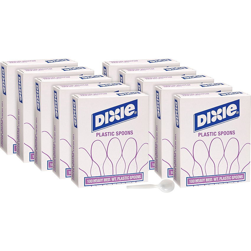 Dixie Heavy Medium-weight Disposable Soup Spoons Grab-N-Go by GP Pro (DXESM207CT)
