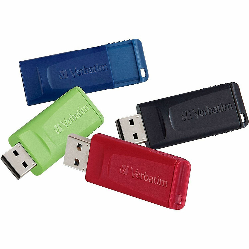 Verbatim 16GB Store 'n' Go USB Flash Drive - 4pk - Red, Green, Blue, Black (99123)