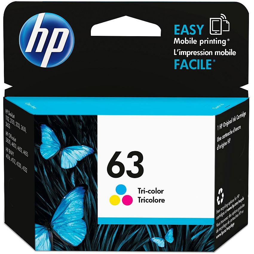 HP 63 (HEWF6U61AN) Original Inkjet Ink Cartridge - Tri-color - 1 Each