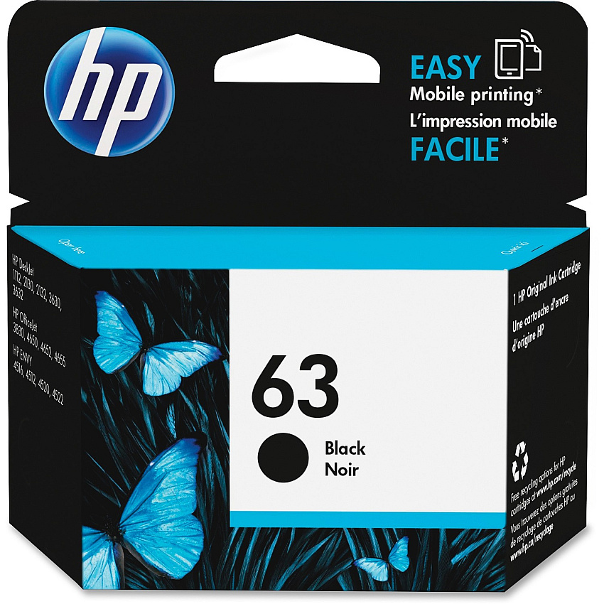 HP 63 Original Inkjet Ink Cartridge - Black - 1 Pack (HEWF6U62AN)