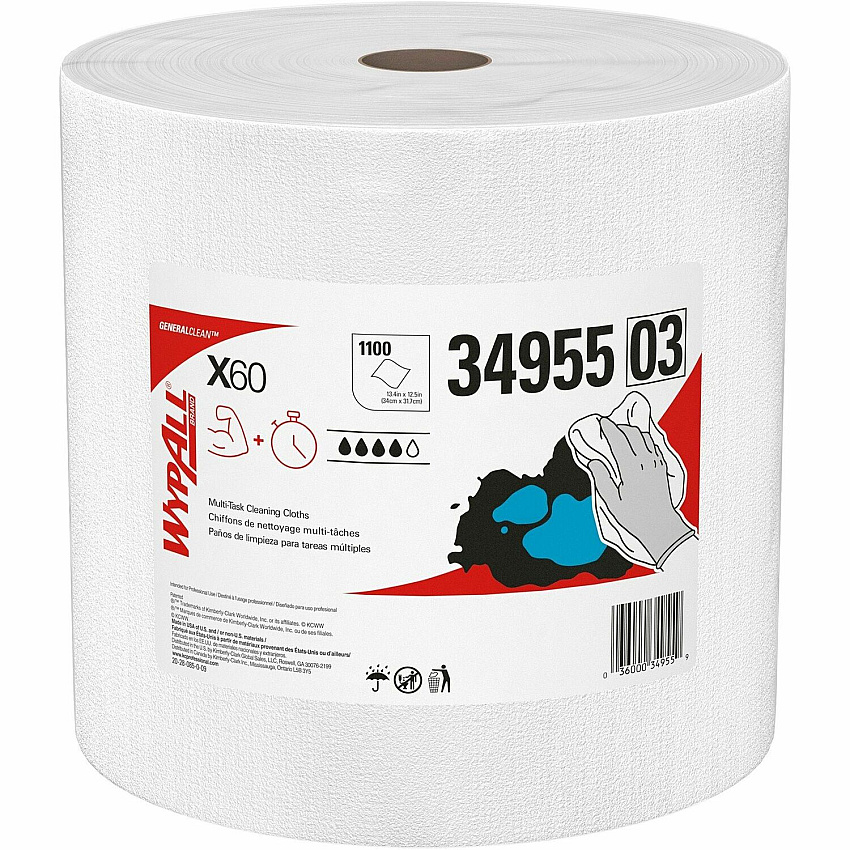 Wypall GeneralClean X60 Multi-Task Cleaning Cloth Jumbo Roll (KCC34955)
