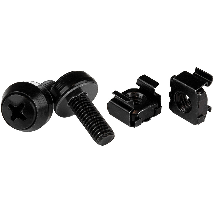 StarTech M6 Screws & Cage Nuts - 50 Pack, Black (CABSCREWM6B)