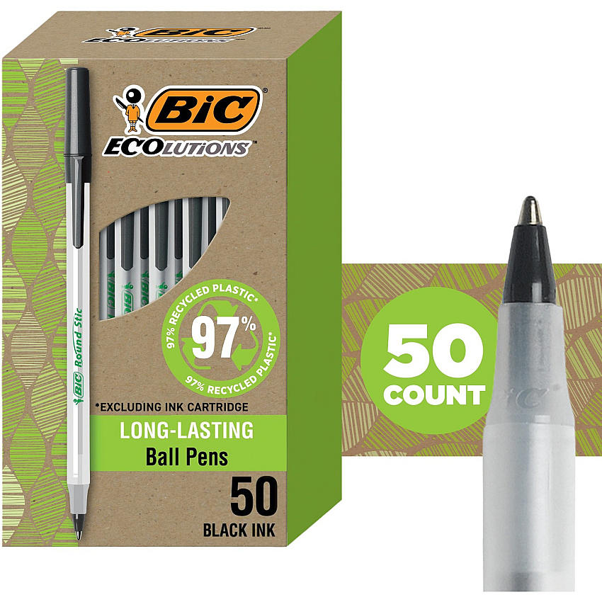 BIC Ecolutions Round Stic Ball Point Pen (BICGSME509BK)