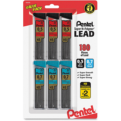 Pentel Super Hi-Polymer Lead Refills Value Pack (PENC257BPHB6)