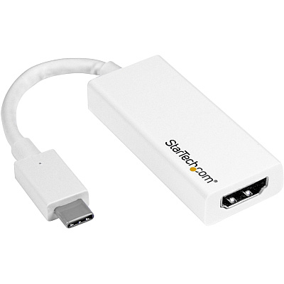 StarTech Usb-c To Hdmi Adapter - 4k 30hz - White - Usb Type-c To Hdmi Adapter - Thunderbolt 3 Compatible (CDP2HDW)