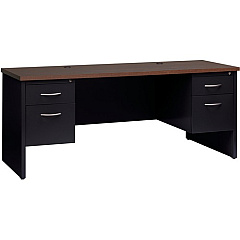 Lorell Walnut Laminate Commercial Steel Double-pedestal Credenza - 2-Drawer (LLR79157)