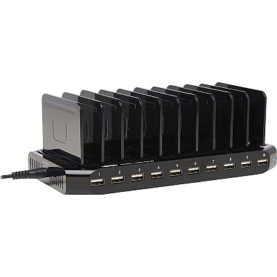 Tripp Lite 10-Port USB Charging Station with Adjustable Storage, 12V 8A (96W) USB Charger Output (U280010ST)