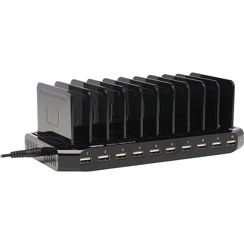 Tripp Lite 10-Port USB Charging Station with Adjustable Storage, 12V 8A (96W) USB Charger Output (U280010ST)