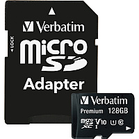 Verbatim 128GB Premium microSDXC Memory Card with Adapter, UHS-I Class 10 (44085)
