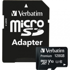 Verbatim 128GB Premium microSDXC Memory Card with Adapter, UHS-I Class 10 (44085)