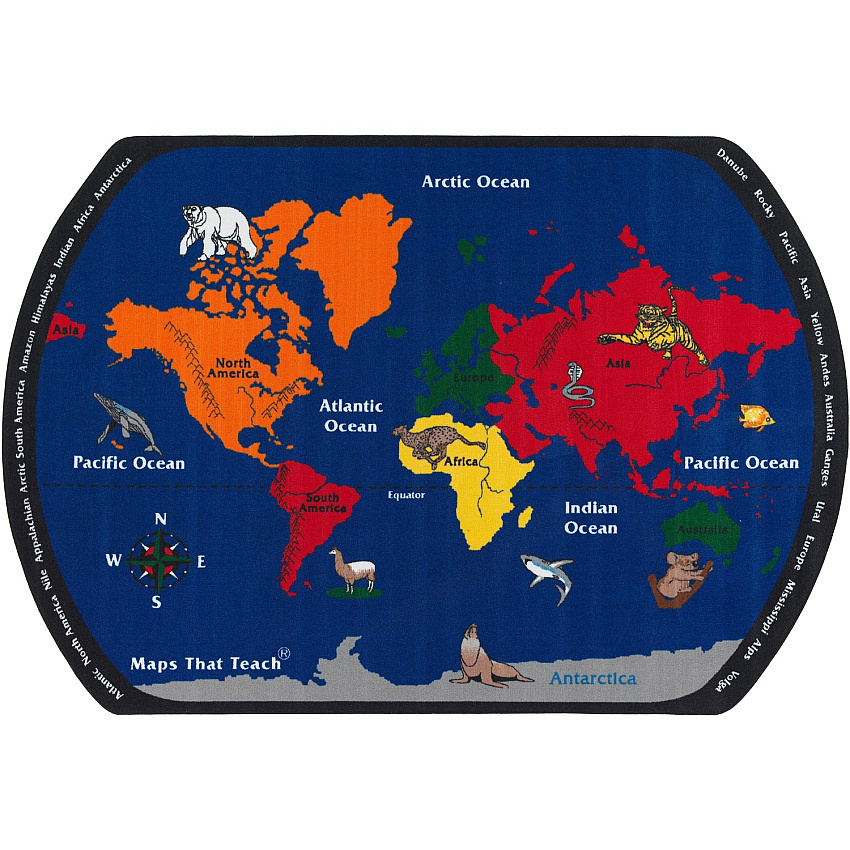 Flagship Carpets Maps That Teach Global Rug (FE12234A)