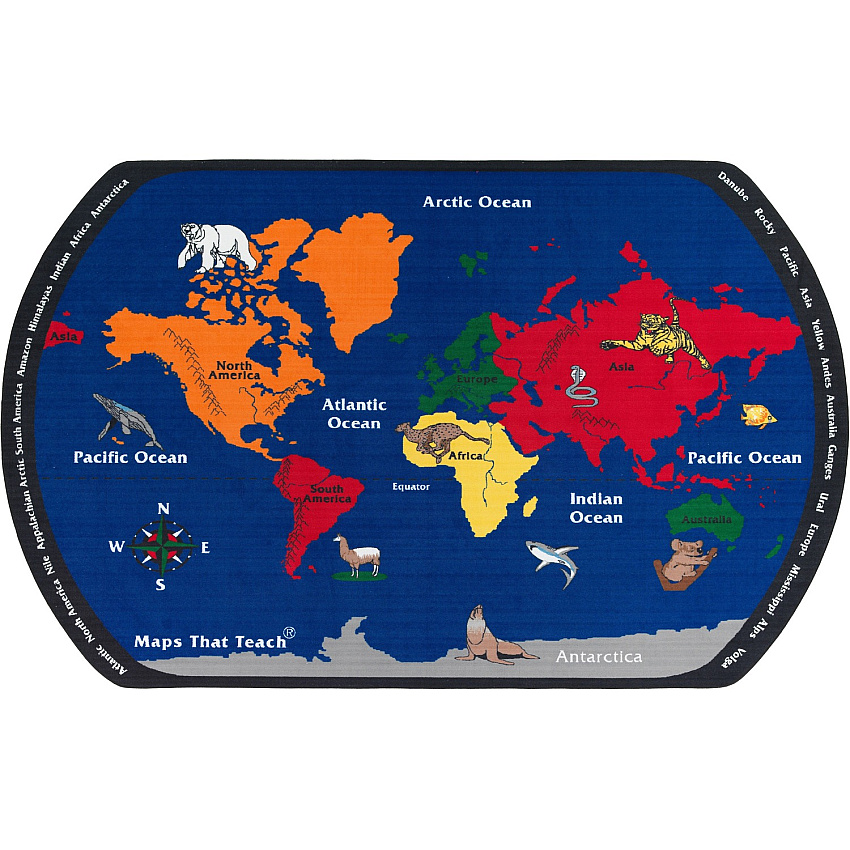 Flagship Carpets Maps That Teach Global Rug (FE12244A)