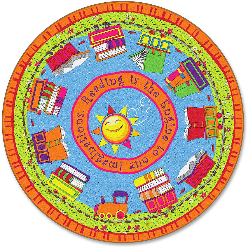 Flagship Carpets Reading Is The Engine 6' Round Rug (FE17027A)