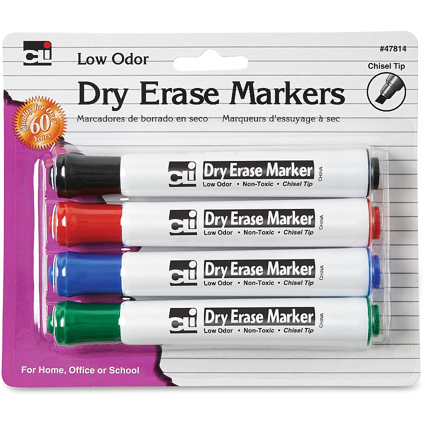 CLI Chisel Tip Dry Erase Markers (LEO47814)