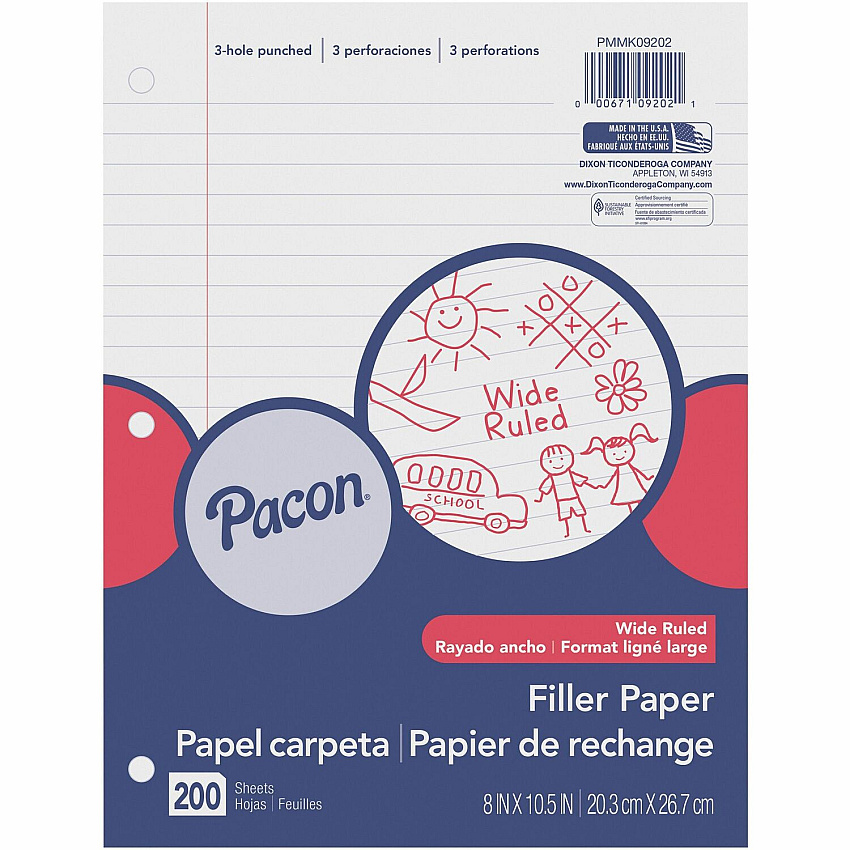 Pacon Wide Ruled Filler Paper (PACMMK09202)