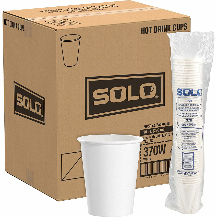 Solo 10 oz Paper Hot Cups (SCC370W2050)