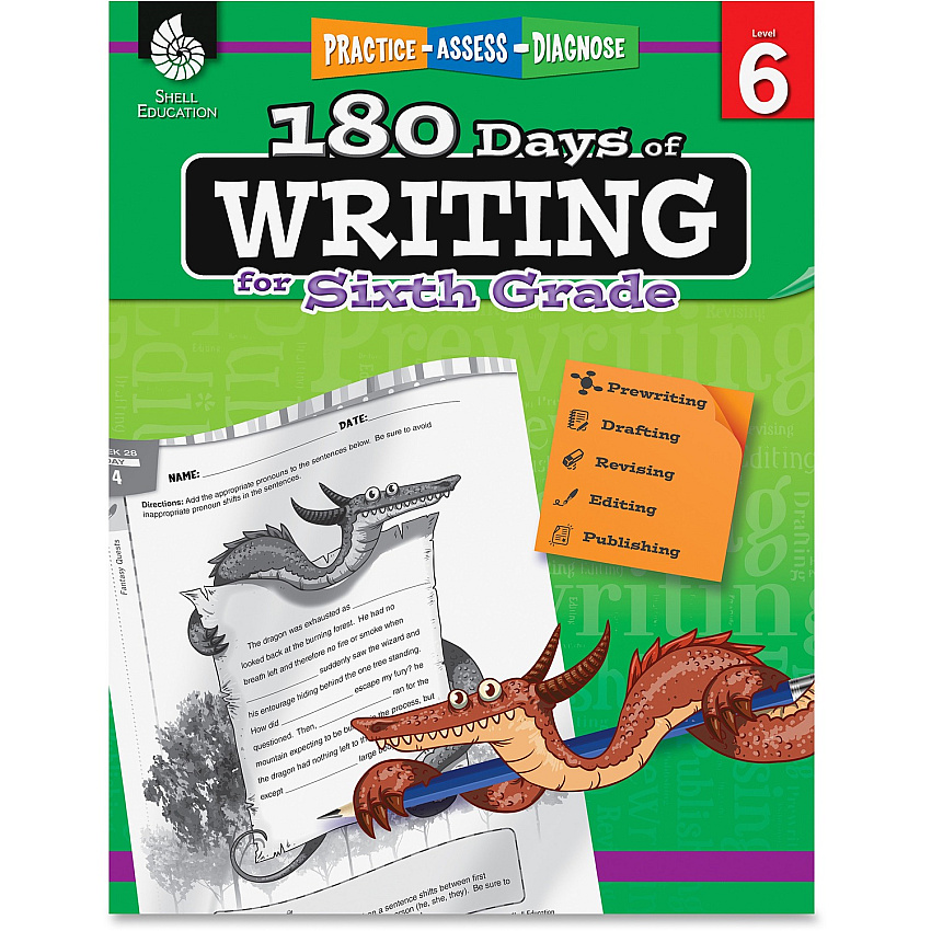 Shell Education 6th Grade 180 Days of Writing Book Printed Book (51529)
