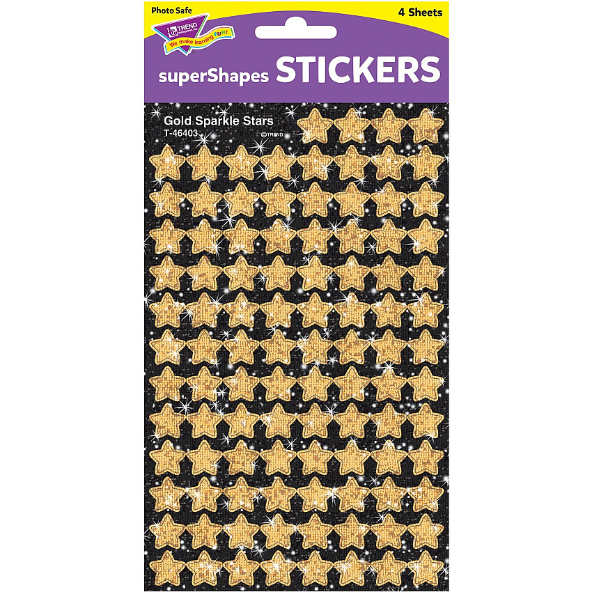 TREND Gold Sparkle Stars superShapes Stickers (TEP46403)