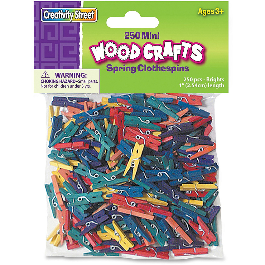 Creativity Street WoodCrafts Bright Mini Clothespins (PAC367202)