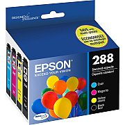 Epson DURABrite Ultra 288 Original Standard Yield Inkjet Ink Cartridge - Pigment Black, Pigment Cyan, Pigment Magenta, Pigment Yellow - 4 / Pack (EPST288120BCS)