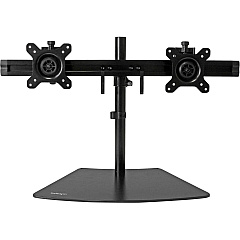 StarTech Dual Monitor Stand - Horizontal - For Up To 24in (17.6lb/8kg) Vesa Mount Monitors - Black - Adjustable Computer Monitor Stand - Steel & Aluminum (ARMBARDUO)