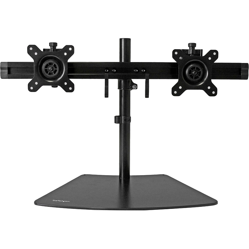 StarTech Dual Monitor Stand - Horizontal - For Up To 24in (17.6lb/8kg) Vesa Mount Monitors - Black - Adjustable Computer Monitor Stand - Steel & Aluminum (ARMBARDUO)