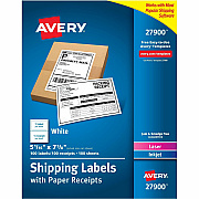 Avery Shipping Labels with Receipt, 5-1/16" x 7-5/8" 100 Count (AVE27900)