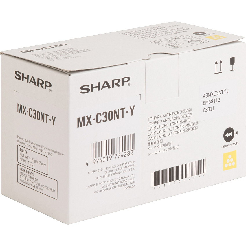 Sharp Original Standard Yield Laser Toner Cartridge - Yellow - 1 Each (SHRMXC30NTY)