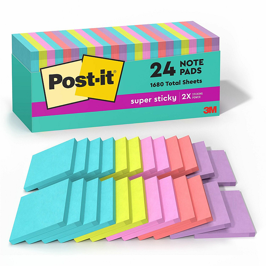 Post-it Super Sticky Notes - Supernova Neons Color Collection (MMM65424SSMIACP)